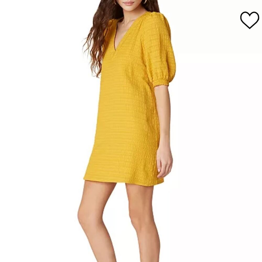 BB Dakota by Steve Madden Soft and Found Mustard Yellow Short Sleeve Dress Sz S